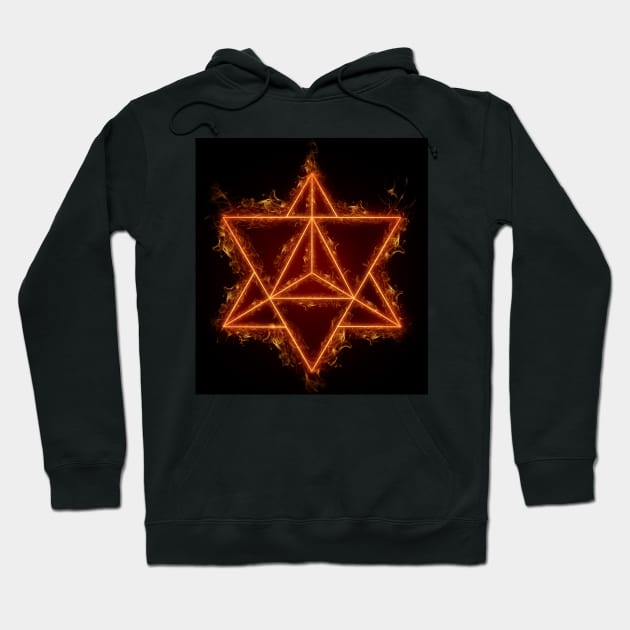 Flaming Merkaba - Sacred Geometry - Fire Art - Manafold Art Hoodie by Manafold